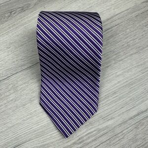 Brooks Brothers Makers & Merchants Silk Tie Purple Silver Diagonal Stripe